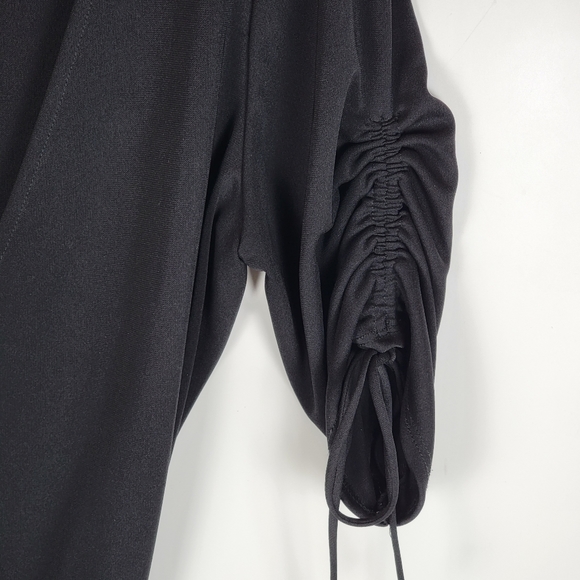 Bisou Bisou Black Shortsleeve Wrap Dress, Cinchable Sleeves with Ties, EUC, sz 6 - Picture 4 of 6